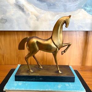 Vintage Etruscan Style Bronze Horse MCM Brass Horse Statue Equestrian Figurine